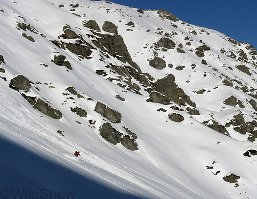 Backcountry skiing in Austria Your intrepid blogger getting some blue sky turns on Sonnenjoch (2,287 meters) today.
