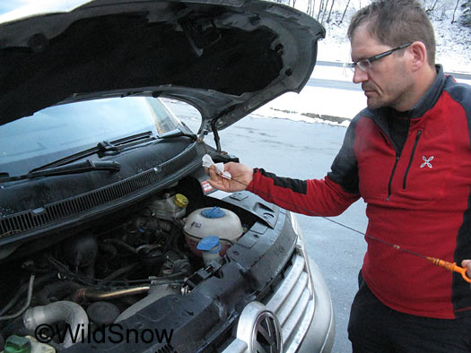 Drive over Arlberg. Austrians check their oil too. Axel owns a really nice diesel Volkswagen van that I envied.