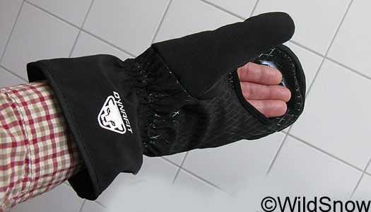 Glove mitten for backcountry skiing. Dynafit's Storm overglove has a large window in the palm. Not ideal for extreme conditions, but perfect for photography during moderate trips and that sort of thing.