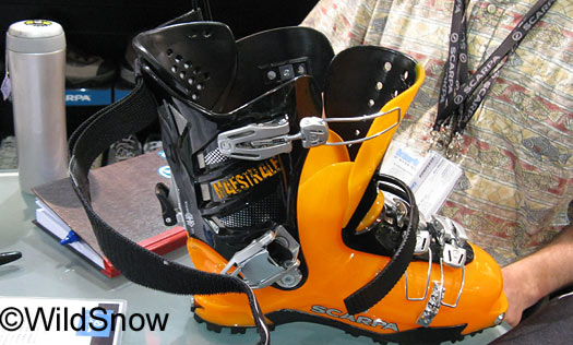 Scarpa Maestrale boots for backcountry skiing. Scarpa Maestrale boots for backcountry skiing.