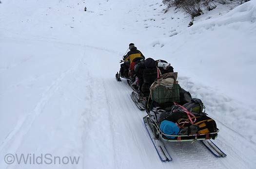 Snowmobile in Switzerland for backcountry skiing. Snowmobile in Switzerland for backcountry skiing.