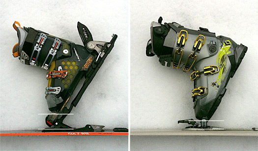 bindings-compared A look at the extra distance you raise your foot on the Baron v. FT12. Note: I did my test touring in the same Black Diamond Method boots.