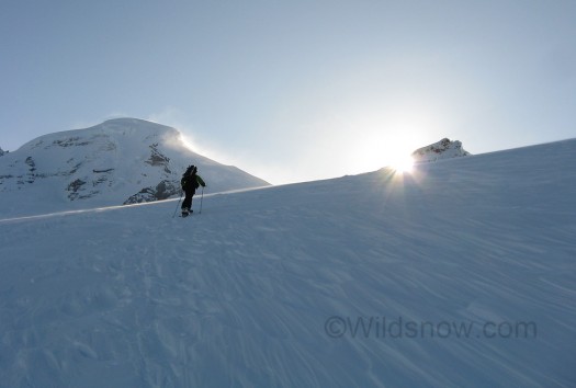 Backcountry skiing Coleman glacier on Mt. Baker