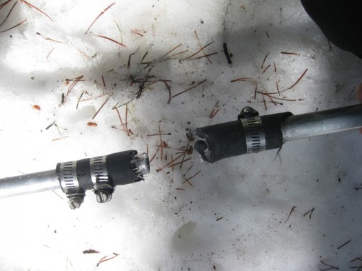 Broken sled connection. Broken sled connection.