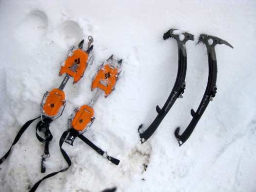 Ice tools in the backcountry. Ice tools in the backcountry.