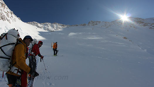 002-6-18-ski-hill-IMG_7297 A useful skin track was set to the base of the headwall. Nice to vary the muscle groups during a 6,000 vert day that goes to 20,300 feet!