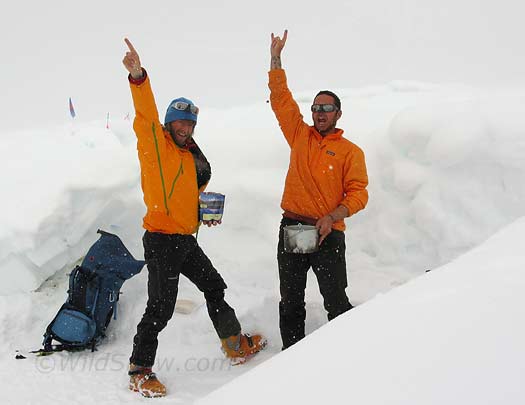 IMG_0664-bjorn-colin Bjorn to left, Colin to right, just about ready to leave 14,200 feet and head back to Kahiltna Base and adventures beyond. Yes, they have skis.
