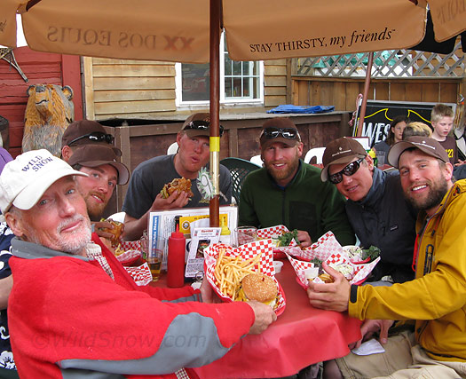 Our crew at the West Rib in Talkeetna, first meal after getting off the bush plane. Our crew at the West Rib in Talkeetna, first meal after getting off the bush plane.