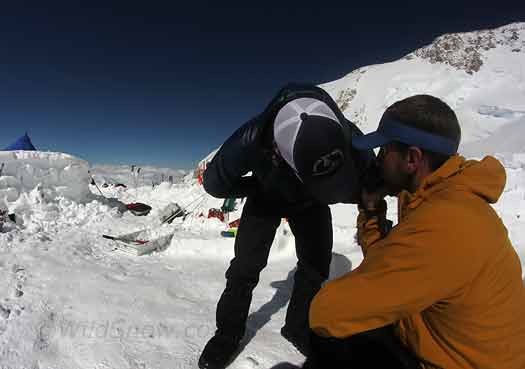 IMG_6862-satphone At 14,200 feet, There Are Strange Things Done 'Neath the 'nali Sun...actually, that's Ty and Colby talking to mom on the satphone.