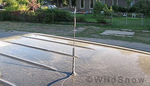 Wilson antenna on backcountry skiing rig. Wilson antenna on backcountry skiing rig.