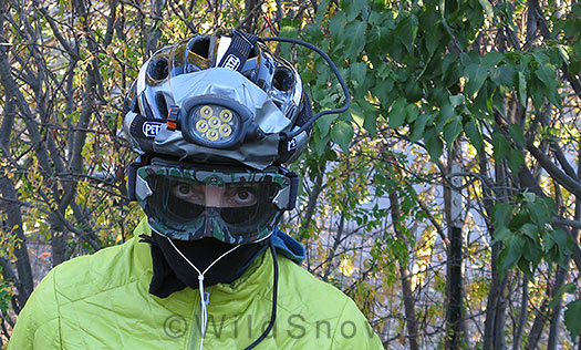 Backcountry skiing and cycling with Petzl Ultra headlamp. Backcountry skiing and cycling with Petzl Ultra headlamp.