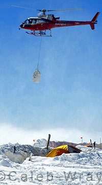 Helicopter viewed while backcountry skiing on Denali. Helicopter viewed while backcountry skiing on Denali.