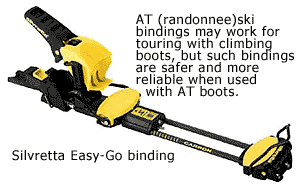 To build your setup, find a Silvretta binding with a 'toe wire." Current best bet is the 505 model, but look on the used market for Easy-Go and 404 models. Backcountry skiing gear for ice climbing.