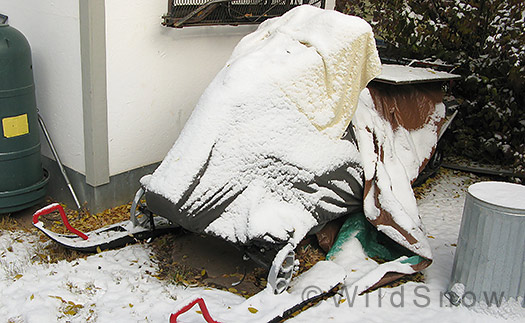 Backcountry skiing snowmobile storage. Backcountry skiing snowmobile storage.