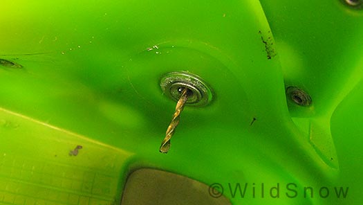Backcountry skiing boot mod, add cant rivet pivot. Backcountry skiing boot modifications.