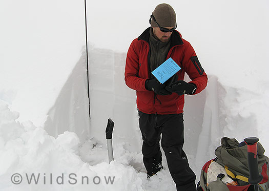 Snowpit for backcountry skiing avalanche safety. Snowpit for backcountry skiing avalanche safety.