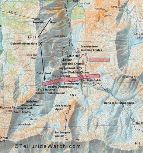 Bear Creek area and Telluride Ski Resort. Bear Creek area and Telluride Ski Resort.