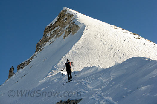 Tofana backcountry skiing, final pitch to summit. Tofana backcountry skiing, final pitch to summit.