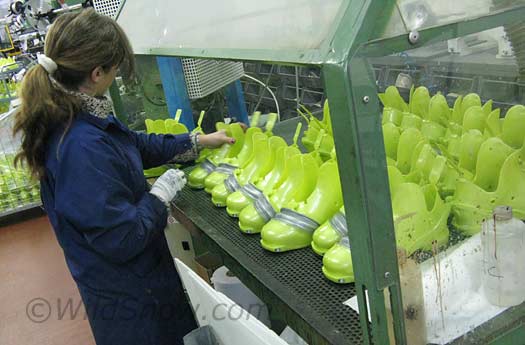 F1 boots being cleaned up for assembly. F1 boots being cleaned up for assembly.