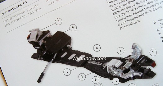 Dynafit Radical FT backcountry skiing binding. Dynafit Radical FT backcountry skiing binding.