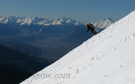 Yours truly on Austrian corn snow in January, Innsbruck and Alps in background. Corn snow in January, Innsbruck and Alps in background.