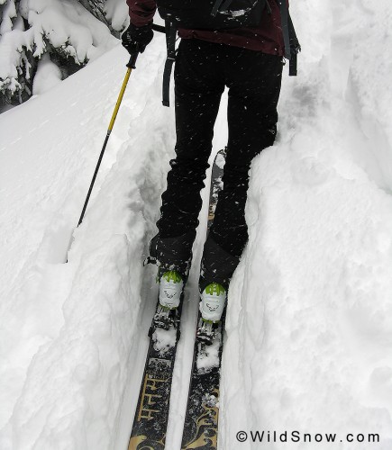Backcountry skiing trail breaking. Backcountry skiing trail breaking.