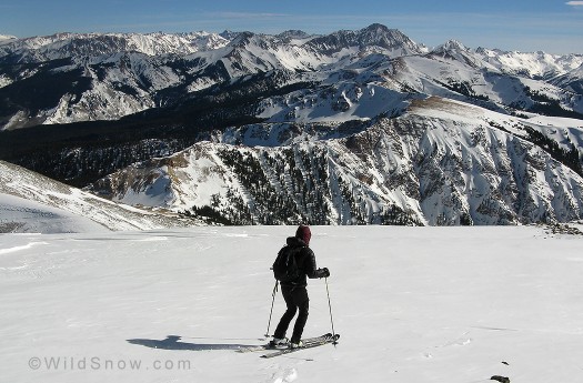 The classic image of skiing off Sopris summit. Looking east at Capitol Peak. The classic image of skiing off Sopris summit. Looking east at Capitol Peak.