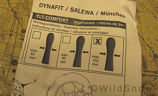 Info sheet included with Dynafit ski brakes. Info sheet included with Dynafit ski brakes.