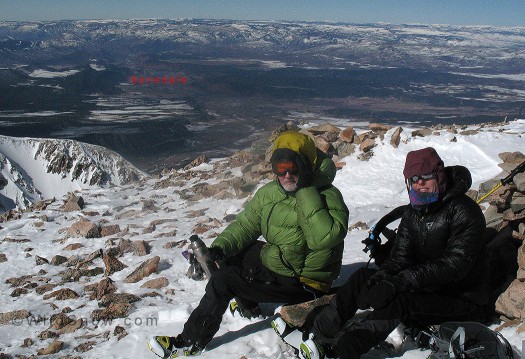 Myself and Riki at summit. A windy day, but the skiing was still quite good. Myself and Riki at summit. A windy day, but the skiing was still quite good.