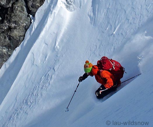 The author testing Scarpa Rush on Decker Glacier, B.C., April 2011. The author testing Scarpa Rush on Decker Glacier, B.C.