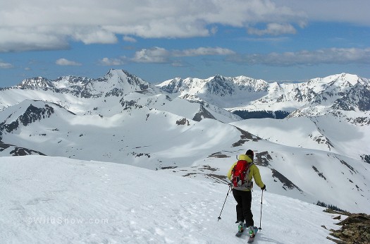 Skiing off summit of Blue Peak (Twining on map), looking south. Skiing off summit of Blue Peak (Twining on map), looking south.