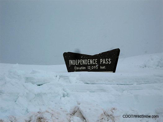 Independence Pass ski mountaineering, sign on Pass 2011 May. Independence Pass ski mountaineering, sign on Pass 2011 May.