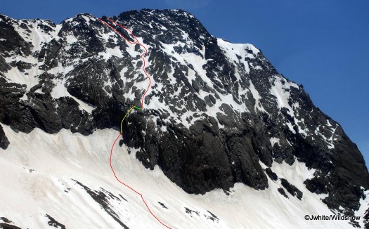 New ski line on Capitol Peak north face, Colorado ski mountaineering. New ski line on Capitol Peak north face, Colorado ski mountaineering.