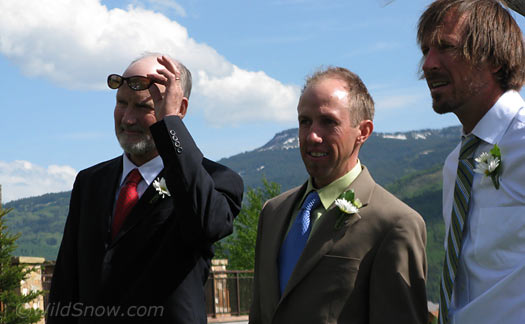 All eyes on the Bride, from left to right, officiant Lou, groom Frank, best man Ben. All eyes on the Bride, from left to right, officiant Lou, groom Frank, best man Ben.