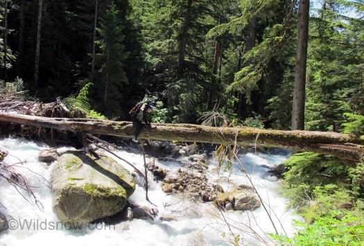 KirkLog Kirk crossing Terror Creek, A Cheval.