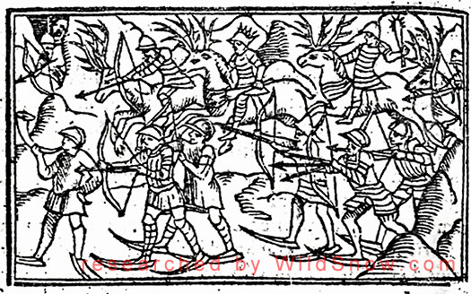Military skiers, Olaus Magnus. Military skiers, Olaus Magnus.