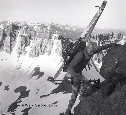 Jeff Lowe on Mount Sneffels ski mountaineering 1987. Jeff Lowe on Mount Sneffels ski mountaineering 1987.