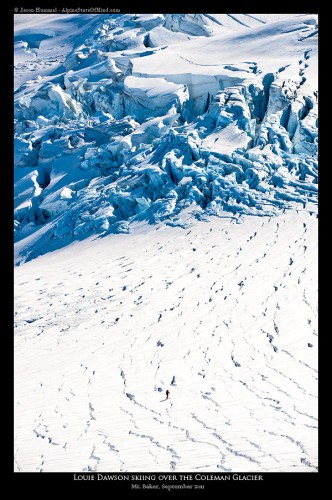 Jason Hummel shot of me skiing through the moonscape of cracks.