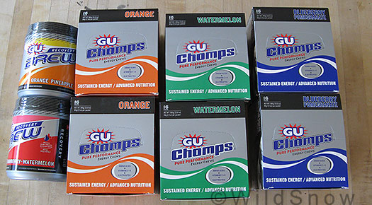 GU food for ski mountaineering.