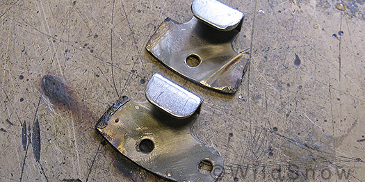 The Dynafit tail clip was narrowed and re-attached with rivets.