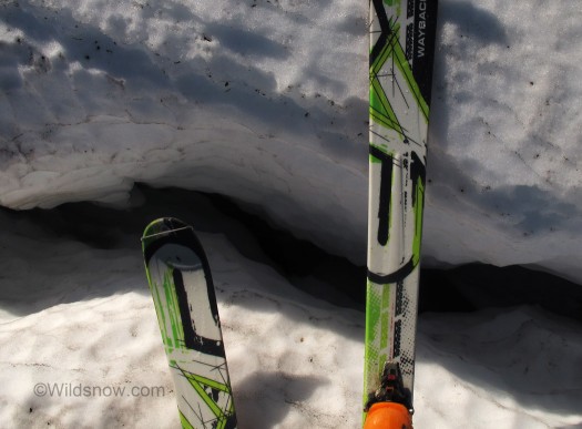 Skiing over Mount Baker crevasse.