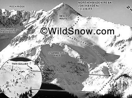 Hayden Peak detail for backcountry skiing. Hayden Peak deatail for backcountry skiing.