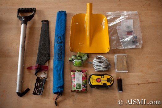 Everything I packed during normal sled and sidecountry days.