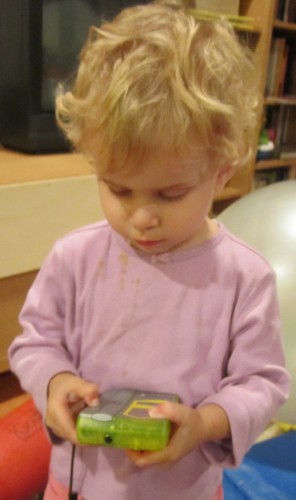 Micayla hard at work testing a beacon.