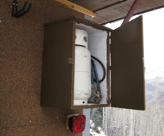 Backcountry skiing propane tank. Backcountry skiing propane tank.