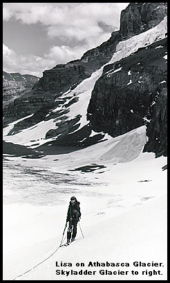 Lisa, and Skyladder where it dumps on to Athabasca. Lisa, and Skyladder where it dumps on to Athabasca.