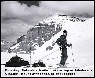 Lisa entering Columbia Icefield, Mount Athabasca in background. Lisa entering Columbia Icefield, Mount Athabasca in background.
