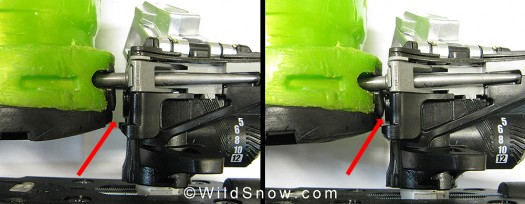 When your ski flexes, the heel gap closes. When your ski flexes, the heel gap closes.