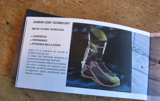 Scarpa Alien backcountry skiing boot. Scarpa Alien backcountry skiing boot.