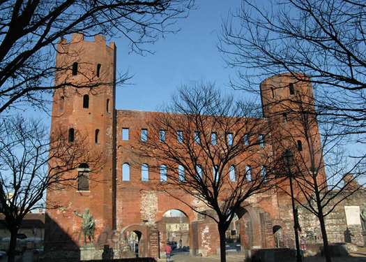 Remains of Roman fort in Torino, Italy. Roman remains of fort in Torino, Italy. I always enjoy the truly old stuff in Europe. It's so humbling touching your hand to something still standing that workers made more than a thousand years ago.
